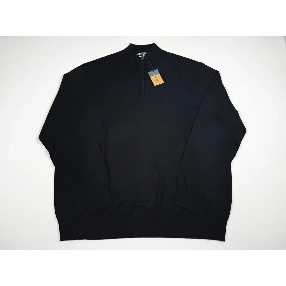 Charles Tyrwhitt Pure Merino Wool Quarter Zip Sweater Black 3XL NWT